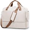 HPLQQ Borsone da Viaggio Donna Bagaglio a Mano Easyjet 45x36x20, Borsa Sportiva Borsone da Palestra con Scomparto per le Scarpe, Borsa da Weekend, Ospedale Parto,C01-Beige Marrone