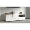 Dmora Mobile Porta TV Velio, Credenza Bassa da Soggiorno con 2 Ante e 1 cassetto, Base Porta TV, 150x44h46 cm, Bianco Lucido