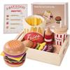 Smartwo Cibo Giocattolo per Bambini, Set di Legno per Hamburger e Patatine Fritte, Fast Food Playset, Alimenti Finto, Accessori Cucinetta, Giochi in Cucina per 2 3 4 5 6 Anni, Regalo Bambino