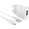 MyGadget 1x Caricatore Rapido con USB C Cavo 1m - Caricabatterie Quick Charge 18W Alimentatore QC 3.0 per Samsung Galaxy S24 S23 - Bianco
