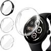 iVoler 3 Pezzi Cover con Pellicola Protettiva per Google Pixel Watch 3 45mm (Non per Pixel Watch 3 41mm), Copertura Completa Custodia Anti-Graffio Sottile Morbida TPU Case, 2 Trasparente + 1 Nero