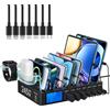 Rsydmny Stazione di Ricarica da 245W, 7 Porte Dispositivi Multipla, con schermo LCD, Ricarica Rapida USB C PD da 100W per iPhone, Tablet e Altri Dispositivi Elettronici - Nero（Con 7 Cavi）
