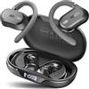 TOZO OpenWear Cuffie Bluetooth con ENC Chiamate, 14.2mm Driver 38 Ore, LED Schermo, Bassi Potenti, 5 EQ Modalità, Doppio Cardine Ultra Confort, Gancio Rotazione, Ricarica Rapida USB Tipo C Nero