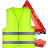 DRERIO Triangolo Auto Omologato Kit, Gilet Catarifrangente Kit Auto Emergenza, Auto Giallo Alta visibilità Triangolo Emergenza Auto Pieghevole per Automobile Moto Camper Avvertimento