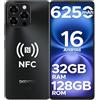DOOGEE Note 58 Smartphone Android 16, 32GB+128GB/2TB TF Cellulare, 6.75" HD+ 90Hz Schermo, 6250mAh, 16MP+8MP Telefono Cellulare, 4G Dual SIM/Octa Core/Widevine L1/NFC/OTG/Face ID/GPS, Nero