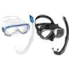 Cressi Onda Mare Combo Set Maschera Sub Onda e Snorkel Mexico, Trasparente/Blu & Mare Combo, Set Maschera Sub Perla e Snorkel Mexico Unisex adulto, Nero, Taglia unica confezione da 2