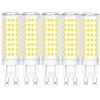 ZYGODLUK G9 Lampadine Led 10W, Luce Bianco Freddo 6000K 10W Equivalente 100W Lampada Alogena, AC100-240V, 100LEDS Angolo a fascio 360 °, Non Dimmerabile, Nessun Sfarfallio Lampadina Led G9, 5 Pezzi
