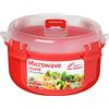 Sistema ciotola rotonda per microonde | Contenitore per alimenti adatto al microonde | 915 ml | Privo di BPA | Rosso/trasparente