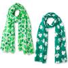 DTOFOOT 2 pezzi sciarpa a quadrifoglio da donna, sciarpa lunga in raso, sciarpa di seta con quadrifoglio irlandese, bianco, verde, San Patrizio, per feste, feste, regalo di San Patrizio, verde, 180 x