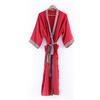 Fatto a mano Rosso Vintage Seta Accappatoio Kimono Stampa Floreale Lungo Abito Boho Riposo Un