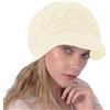 NLAND Cappello Donna Invernale Elegante Berretto in Maglia con Fodera in Pile Morbido Caldo Basco con Visiera(Beige)