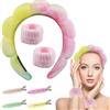 Yeria 1 Fascia Capelli Donna in Spugna per il Trucco, 2 Polsini in Pile per Polso, 4 Fermagli per Capelli - Accessori per la Cura della Pelle, Lavaggio e Doccia