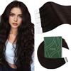 Ugeat Extension Biadesive Capelli Veri Castano Scuro 20pz Extension Capelli Biadesivo Veri Marrone Tape in Human Hair Remy Corti Lisci Umani 30 cm 30grammi