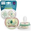 Philips Avent Succhietti Ultra Air 6-18m Pastello Verde e Marrone con Foglie, a base vegetale - Set da 2 ciucci - Philips Avent