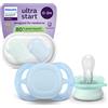 Philips Avent Succhietti Ultra Start 0-2m Day Pastello Verde e Blu , a base vegetale - Set da 2 ciucci - Philips Avent