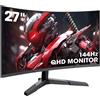 KOORUI Monitor Gaming 27 Pollici Curvo 1800R 2560X1440 (QHD) 144HZ 1ms Mornitor DCI P3