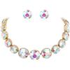 EVER FAITH Collana rotonda con strass e orecchini a perno, con cristalli scintillanti, set di gioielli