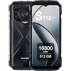 DOOGEE S118 Rugged Smartphone 2024, 20GB RAM+512GB ROM, 10800mAh, Écran 6.58 FHD+ 120Hz, 50MP Fotocamere, Android 14, Octa Core, Telefono Cellulare 4G Dual SIM, GPS, OTG, NFC, Fingerprint, Argento