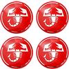 SGW Adesivi per coprimozzo ruota, 4 pezzi, in lega di alluminio, con stemma scorpione, per Fiat Abarth, materiale ABS, rosso e bianco, 56 mm