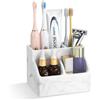 Luxspire Portaspazzolini, Supporto per Spazzolini da Denti ad Asciugatura Rapida per Bagno, Organizer di Diatomee per Spazzolini da Denti Dentifricio Cassettiera da Banco, Marmo Bianco