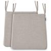 BALCONY & FALCON Set da 2 Cuscini per Sedie 41.5 x 38 cm - Fodera Estraibile con Effetto Lino e Lavabile in Lavatrice, Fissaggio Antiscivolo a Nastri - Ideali per Interni e Giardino, Beige