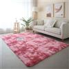 Hearda Tappeto Salotto Pelo Lungo Shaggy, Tappeto Peloso per Camera da Letto Morbido e Soffice Tie Dye Tappetino Peloso Pelo Lungo Moderno con Fondo Antiscivolo (Fucsia C,100x160cm)
