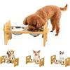 VEGOATY Ciotola per cani rialzata con supporto, ciotole rialzate regolabili in altezza, resistente, mangiatoia in bambù con 2 ciotole in acciaio inox, ciotola rialzata per cani di piccola taglia e gatti