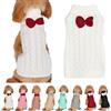 Yanmucy Dolcevita Maglione Fiocco Cane Maglia Ponticello Caldo Vestiti per Cani Invernali Pullover Maglieria Uncinetto Cappotto Costume di Natale Pet Maglione (S, Bianco)