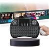 EKLAT Mini tastiera wireless retroilluminata 2.4GHz con touchpad integrato - tastiera portatile AZERTY per Android TV Box, PC, Smart TV - Retroilluminazione 3 colori - bianco (bianco neve)