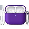 R-fun Custodia per Airpods Pro 3 (2025), custodia protettiva in silicone morbido compatibile con Apple AirPods Pro 3 generazione per donne e uomini con kit di pulizia/portachiavi,Viola