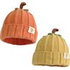 BORFUE 2 cappelli a zucca per Halloween, per neonati, lavorati a maglia, per bambini, autunno, Ringraziamento, accessori per foto (arancione e giallo)
