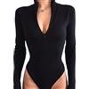 FFWTPY Body Donna a Maniche Lunghe Bodysuit Collo Alto Elasticizzato Sottogiacca Top con Cerniera Basic Body Sexy Elegant Jumpsuits Tops