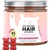 Bears with Benefits Caramelle Gommose Biotina Ah-mazing Hair - Vitamine per Capelli, Pelle e Unghie - 5000µg di Biotina (B7), Zinco, Vitamine B6, B9, C, E - 45 Pezzi, Vegane, Senza Zucchero, Bears with Benefits