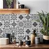 HORIWE Mosaico Muro Piastrelle Adesivi 24 Pezzi PVC Piastrelle Adesivi Marocco Autoadesivo Carta da parati Impermeabile Adesivi murali per la cucina, guardaroba, da tavolo (15x15cm(6x6),Nero+bianco)