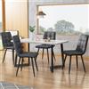 Anajqaqia Set di 4 sedie da pranzo, seduta imbottita con schienale per sala da pranzo, soggiorno e cucina, lino, grigio scuro - Grigio scuro