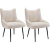 Other Set da pranzo 2 sedie, sedia imbottita con piedi in metallo, velluto, schienale, piedi frontali regolabili, beige - Beige