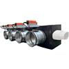 Plenum in poliuretano espanso a 4 zone con serrande motorizzate Lindab da 160 o 200 mm con attacco laterale VMC