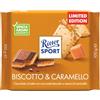 RITTER SPORT Biscotto e Caramello, Tavoletta di Cioccolato al Latte con Croccante Biscotto e Crema al Caramello, Cacao 100% Certificato Sostenibile, 100 g