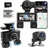 JAOGAUS Dash cam auto 360 gradi, dashcam auto 360°, con 4 telecamere 1080P anteriore e posteriore sinistra destra, touchscreen, modalità parcheggio 24 ore, WiFi/GPS/sensore G/scheda da 128GB/cavo riduttore