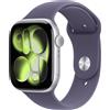 Apple Watch Series 11 GPS + Cellular, Cassa 46 mm in alluminio color argento con Cinturino Sport viola nebbia - M-L