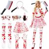 Beinup Costume di Halloween Horror, Set di Accessori per Costume Horror da Donna, Gonna Insanguinata, Coltello, Plasma, Adesivi per Tatuaggi,Guanti e Calzini, Feste a Tema Hallowee Cosplay Costume