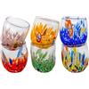 MurArt Bicchieri di Murano.Collezione DREAM. Set 6 Bicchieri da 35 ml Alt 10,5CM.In Vetro soffiato, Lavorato a Mano artigianalmente. Made in Italy (Misto, Bicchierini Liquore 6Pz)