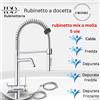 Rubinetto cucina 5 vie a molla 3/8 con doccetta, Cromo