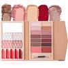 CHSEEO Trousse Trucchi Donna, Trucchi Bambina Palette di Ombretti per Trucco, Palette di Ombretti Tutto in Uno Tavolozza Completo Valigetta con Ombretto, Gloss, Rossetti e Polveri Viso