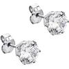 Orovi Orecchini Donna Oro Bianco 9KT Orecchini a Lobo con Zirconi rotondi, gioiello anallergico confezionato in un elegante astuccio portagioie