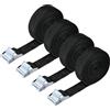 URAQT 4 Pcs Cinghie di Tensione, 3m x 2 cm Cinghie di Tensionamento, Carico Cinghie di Tensione con Fibbia, Adatto per Moto, Auto, Portabiciclette, Trazione: 500kg / Pezzo (Nero)