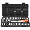 VEVOR Set di Bussole, 39 Pezzi, Set di Bussole e Cricchetti da 9,5 e 6,4 mm, SAE e Metriche, Utensili Meccanici con Chiave a Cricchetto, Custodia Accessori, Acciaio Legato CR-V, per Riparazioni Auto