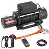 VEVOR Verricello Elettrico, Carico 6100 kg, per Camion 12 V CC con Fune in Acciaio Φ9,5 mm x 26 m, Telecomando Wireless e Cablato, IP55 Impermeabile per il Traino di SUV, Jeep, Rimorchi, Barche