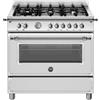 BERTAZZONI HER96L1EXT Cucina, Piano cottura a gas, 90 cm, 6 Fuochi, Serie Heritage, Acciaio inox, Forno Gigante elettrico, Nuova classe A