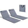 Outsunny Set 2 P.zi Materassini da Spiaggia Pieghevoli, Tappetini Portatili Schienale Regolabile e Borsa, 48x134x36-45cm|Aosom